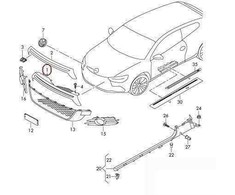 VAG Naujas originalus VW SCIROCCO R 09-14 priekinis bamperis centrinė viršutinė grotelė 1K8853653B9B9
