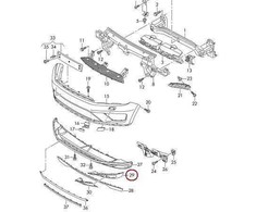 VAG NAUJAS ORIGINALUS VW TOUAREG 15-17 PRIEKINIS BUFERIS K/S KAIRĖS APATINĖS RŪKO ŠVIESOS GROTELĖS PARUOŠTAS