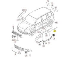 VAG Naujas originalus VW TOURAN (07-15) galinis dešinės pusės durų apsauginis juostelė 1T0853754E9B9