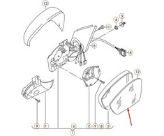VAG NAUJAS VOLKSWAGEN POLO 6R KAIRĖS PUSĖS VEIDRODŽIO STIKLAS 6R0857521H ORIGINALUS