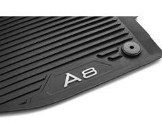 VAG NAUJI ORIGINALŪS AUDI A8L S8 2019- PRIEKINIAI JUODI GUMOS VISŲ ORŲ GRINDŲ KILIMĖLIAI LHD