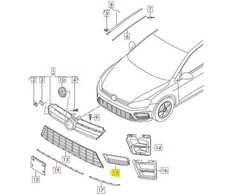 VAG NAUJOS ORIGINALIOS VW GOLF R-LINE MK7 13-16 APATINĖS KAIRĖS PUSĖS N/S GROTELĖS JUODOS SPALVOS 5G0853665G 041