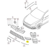 VAG NAUJOS ORIGINALIOS VW GOLF R-LINE MK7 13-16 APATINĖS KAIRĖS PUSĖS N/S GROTELĖS JUODOS SPALVOS 5G0853665G 041