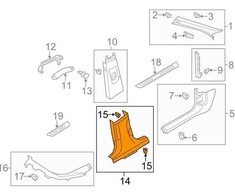 VAG OEM AUDI A6 C7 INTERJERO DEŠINIS B STULPAS APDAILA 4G0867240A4PK ORIGINALI