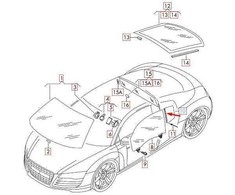 VAG OEM AUDI R8 42 GALINIS KAIRĖS PUSĖS LANGO KETVIRTIS STIKLAS 420845299NVB ORIGINALUS