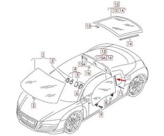 VAG OEM AUDI R8 42 GALINIS KAIRĖS PUSĖS LANGO KETVIRTIS STIKLAS 420845299NVB ORIGINALUS
