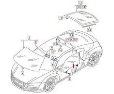 VAG OEM AUDI R8 42 PRIEKINIŲ KAIRĖS PUSĖS DURŲ LANGO STIKLAS 420845201A ORIGINALUS