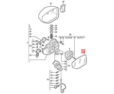 VAG Originalus veidrodinis stiklas asferinis - platus kampas šildomas su laikikliu 4N0857536B
