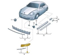 VAG Originalus Volkswagen Beetle priekinis bamperio ventiliacijos groteles kairėje juodas 5C5853665L9B9