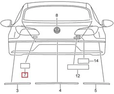 VAG Originalus Volkswagen CC chromuotas įrašas CC 358 3C8853687D739