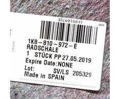 VAG Originalus VW Scirocco ratų gaubto apdangalas dešinėje gale 1K8810972E