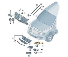 VAG ORIGINALUS VW Tiguan 2012-2016 Priekinis Dešinysis Rūko Žibinto Grotelės 5N0853666E9B9