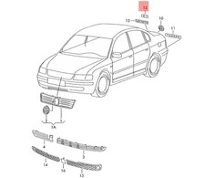 VAG Originalus VW V5 galinis ženklelis emblema chromuota raudona - 1J0853675ABGQF