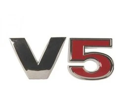 VAG Originalus VW V5 galinis ženklelis emblema chromuota raudona - 1J0853675ABGQF
