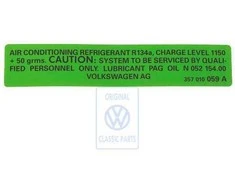 Vag Oro Šaldytuvo Informacijos Lipdukas Passat B3 B4 1992 1997 Originalus 357010059A