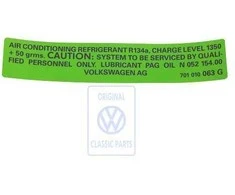 VAG Oro Šaldytuvo Informacijos Lipdukas T4 1991 2004 Originalus 701010063G