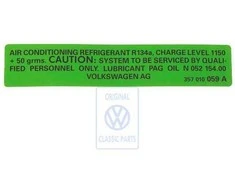 Vag Oro Šaldytuvo Informacijos Lipdukas Passat B3 B4 1992 1997 Originalus 357010059A