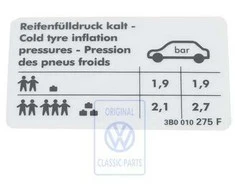 Vag Passat B5 Gp 2001 2005 Padangos Slėgio Ženklu Originalus 3B0010275F