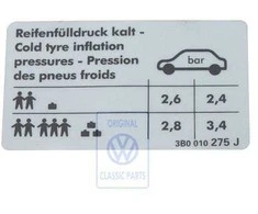 Vag Passat B5 Gp 2001 2005 Padangos Slėgio Žymė Originalus 3B0010275J