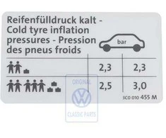 Vag Passat B6 2006 2011 Padangos Slėgio Ženklinys Originalus 3C0010455M