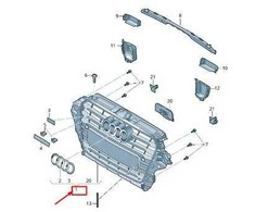 Vag Radiatoriaus Grotelės Platininės Pilkos Audi A3 Sportback 8V Originalus 8V3853651C1RR