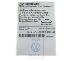 Vag Rekomenduojamas Slėgis Stikeras Golf V Polo Originalus 3C8010668T