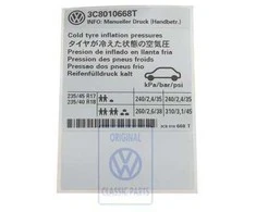 Vag Rekomenduojamas Slėgis Stikeras Golf V Polo Originalus 3C8010668T