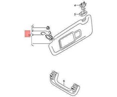 VAG saulės skydelis su veidrodžiu ir dangteliu automobiliams su apšviestu makiažo veidrodžiu 8W0857551AA7C0