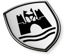 VAG Volkswagen Beetle Golf Dekoratyvinių folijų rinkinys Wolfsburg Crest Tikras satino juodos spalvos emblema 5C0064317ASXRW
