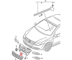 VAG Volkswagen EOS radiatoriaus grotelės Originalios 1Q0853641AWAD