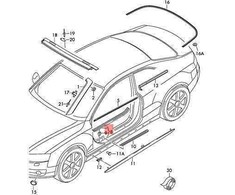 VAG VW 7F veidrodžio stiklas su laikančiąja plokštele kairėje originali 8F0853905A4PK