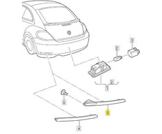 VAG VW BEETLE galinis bamperio apatinis kairysis atšvaitas 5C5945701C Originalus