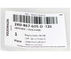 Vag Juoda Bagažinės Apdaila Volkswagen Caddy 2011 2015 Originalus 2K0867605DTZ6