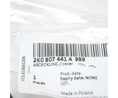 VAG VW CADDY MK3 galinio bamperio vilkimo kablio akies dangtelis Satin Juodas 2K0807441A9B9 originalus