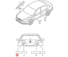 VAG VW CC Passat chromuotas užrašas 3C8853687A739 originalus