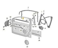 VAG VW GOLF 1K MK5 priekinių dešiniųjų durų lango sandariklio juostelė originali 1K3837478D5AP
