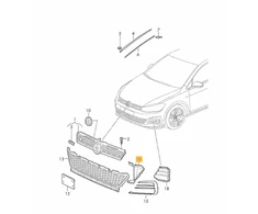 VAG VW GOLF MK7 GTI Apatinių grotelių galinė plokštelė dešinė juoda originali 5G0853950K9B9