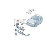 VAG VW GOLF MK7 MK8 priekinės viršutinės grotelių emblemos laikiklis juodas originalus 5GE853719A041