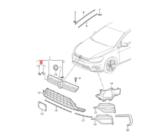 VAG VW GOLF MK7 R priekinis bamperis radiatoriaus grotelės emblema ženkliukas originalus 5G0853948E