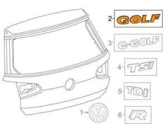 VAG VW Golf Mk7 VII 7 galinis užrašas su logotipu originalus 5G08536872ZZ
