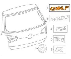 VAG VW Golf Mk7 VII 7 galinis užrašas su logotipu originalus 5G08536872ZZ