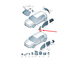 VAG VW GOLF VII BA5, BV5 priekinis kairės pusės A statramsčio lango stiklas 5G0845411ENVB Originalus