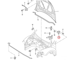 VAG VW PASSAT 13-16 POLO 10-16 SHARAN 11-16 LHD variklio dangčio atleidimo rankenos laikiklis originalus 6R1823633
