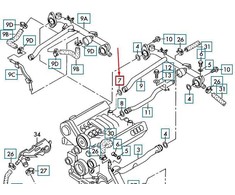 VAG VW PASSAT B5 variklio aušinimo skysčio vamzdžio žiedas N90380002 Originalus