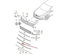 VAG VW PASSAT B7 R-Line Priekinis Bamperio Ventiliacijos Grotelės Apdaila 3AA853551A041 NAUJA ORIGINALI