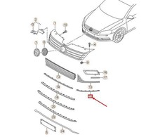 VAG VW PASSAT B7 R-Line Priekinis Bamperis Kairysis Ventiliacijos Grotelės Apdaila 3AA853763C2ZZ NAUJA ORIGINALI