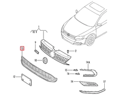 VAG VW priekinio bamperio apatinė centrinė juoda grotelė 5C6853677Q9B9