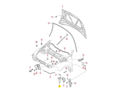 VAG VW SEAT SKODA RHD rankena variklio dangčio užrakto troseliui originalus 1J282353333CC81