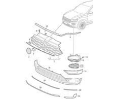VAG VW T ROC priekinio bamperio apatinės grotelės dešinės pusės 2GA853212A9B9 originalios