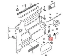VAG VW T5 T6 bagažinės dangčio klipsas galinis kairysis originalus 7H5867549